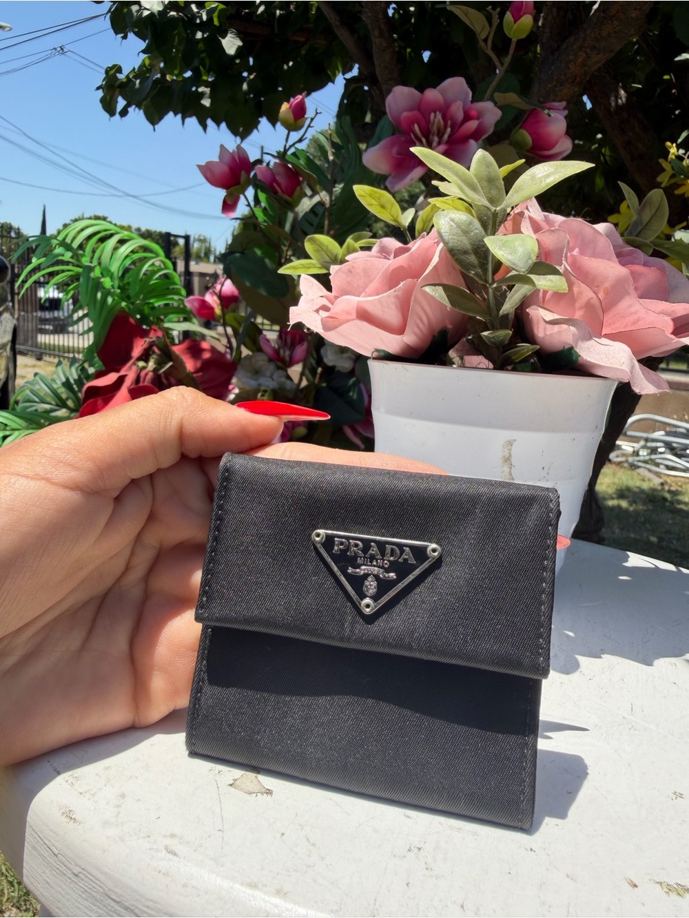 Prada Black Nylon Triangle-Logo Compact Wallet - Picture 2 of 4